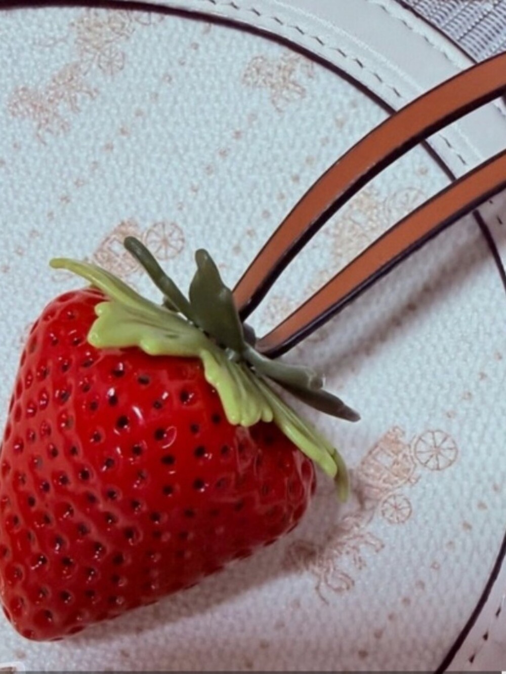 2/$40 Strawberry Charm Keychain - Red & Pale Pink - Picture 5 of 5